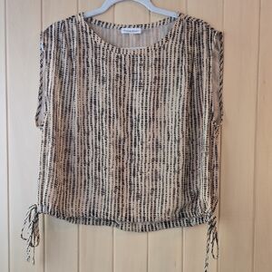 Calvin Klein Collection Black and Tan Patterned Blouse